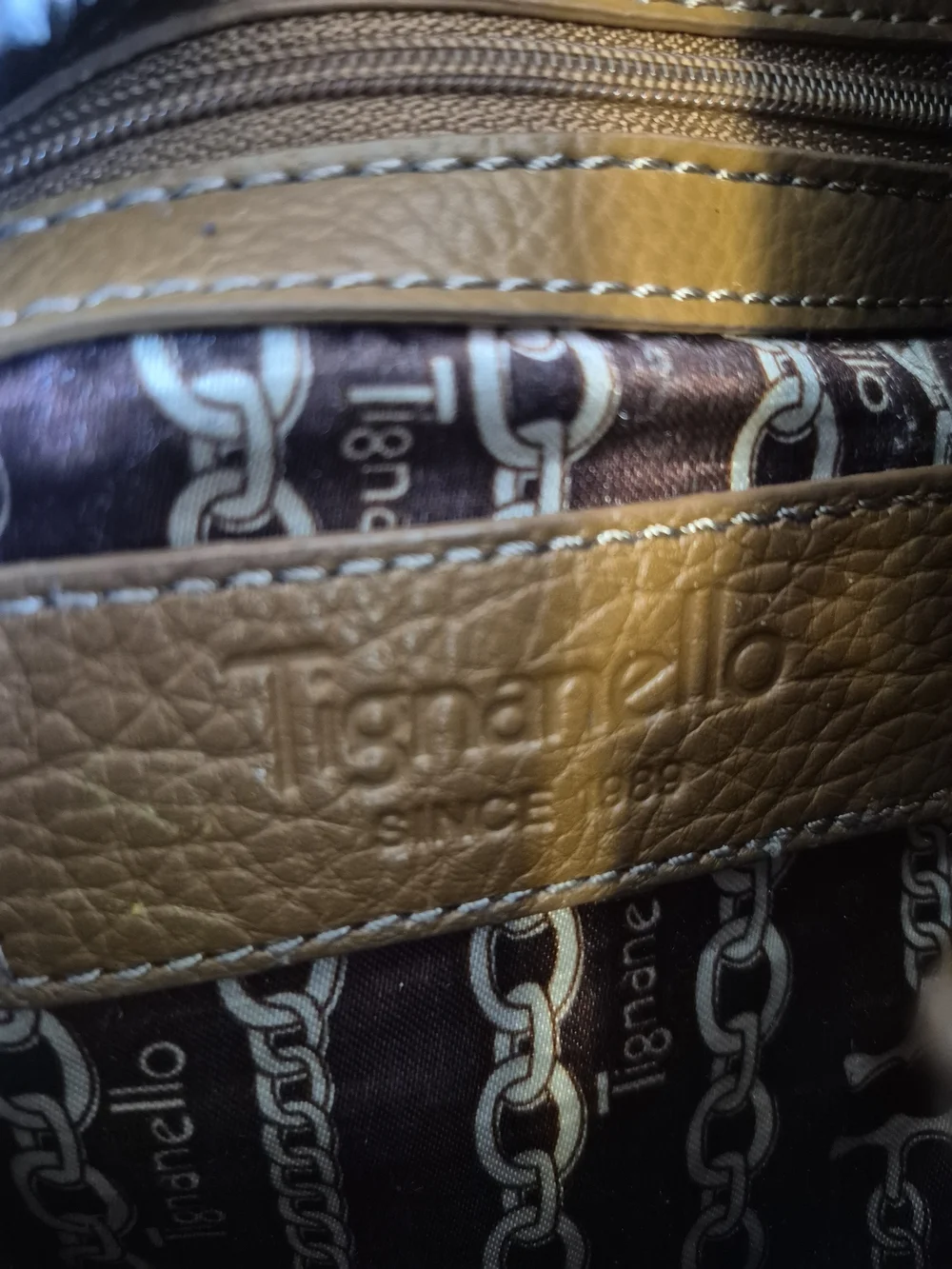 Tignanello Cognac Brown Pebbled Leather Hobo Bag